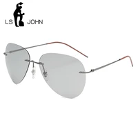 ls john pilot photochromic polarized sunglasses men brand designer vintage ultralight rimless titanium sun glasses for women