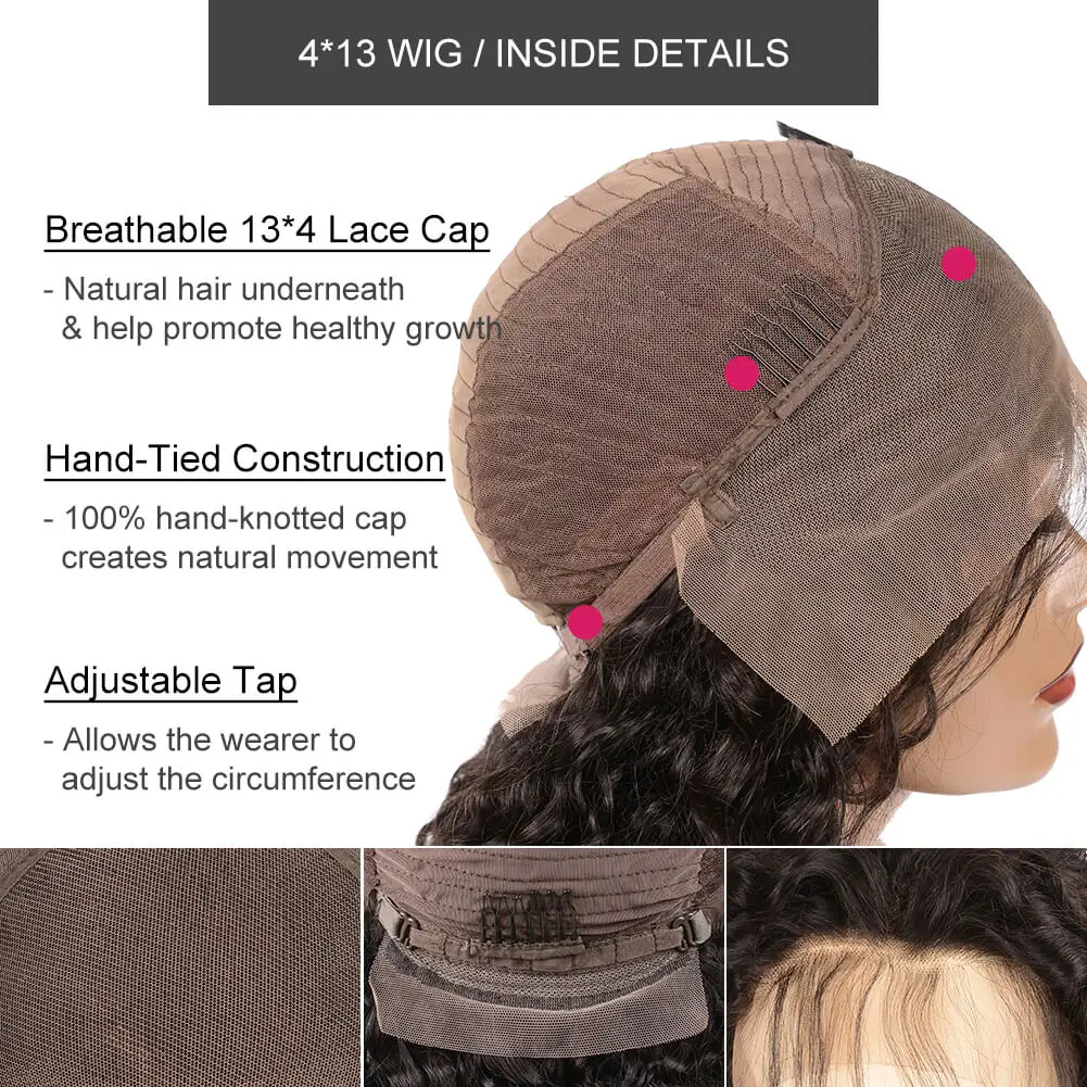 

Deep Wave 4x4 Lace Closure Wig for Women Brazilian Remy Human Hair Wigs 13x4 13x6 Lace Frontal Wig Pre-plucked Natural Color New