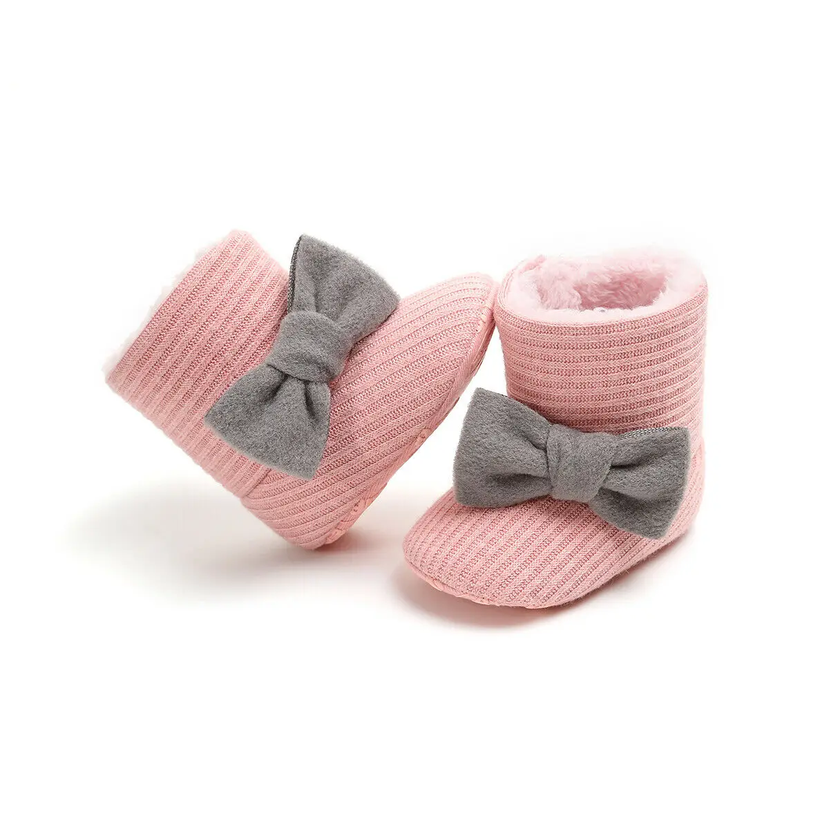 Новое поступление зимние очаровательные детские теплые ботинки мягкие с бантом