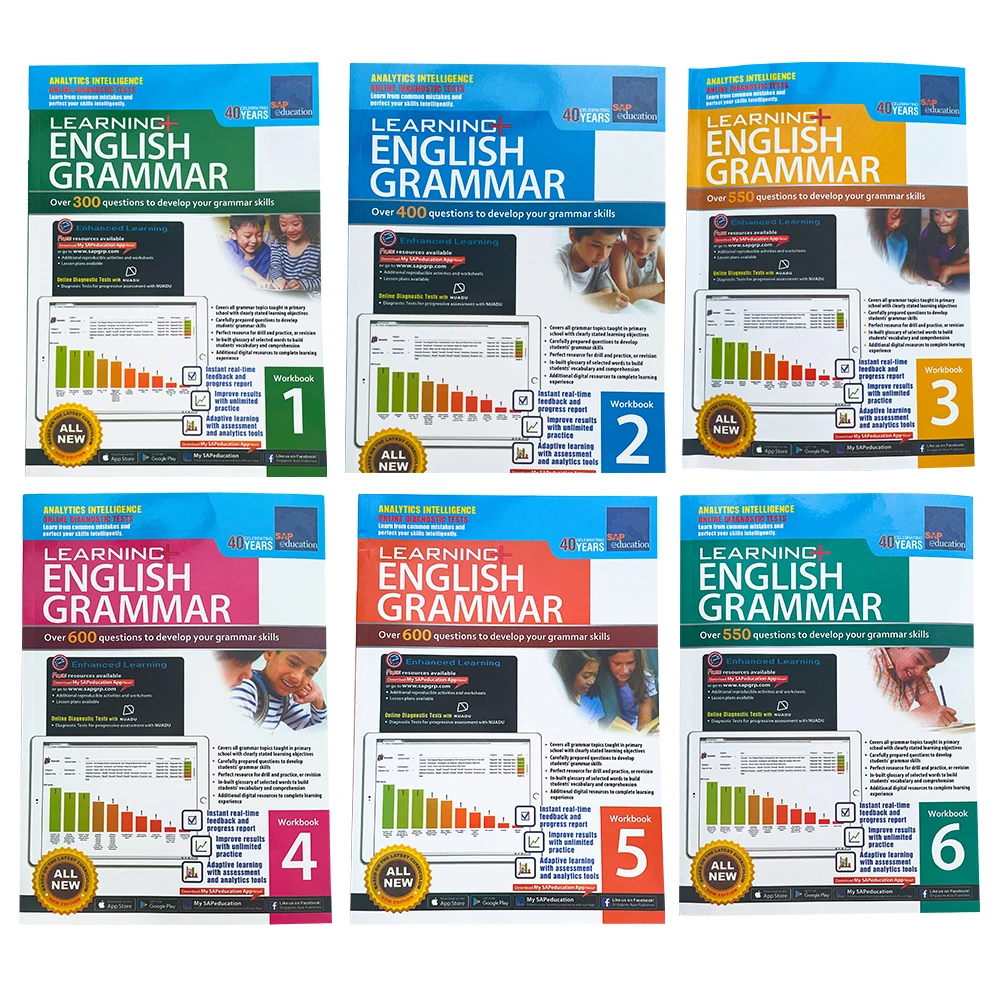 

6Books/Set Children SAP Learning Grammar Workbook Singapore grammar exercise book 7-12 Years Old Primary School English Textbook