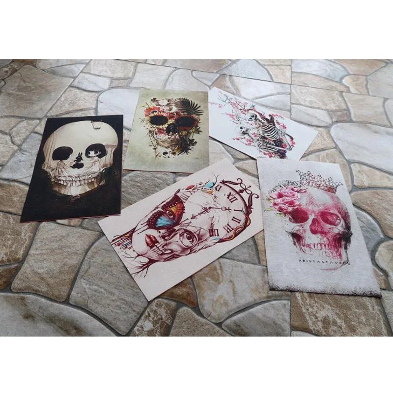 DIY Рисунок черепа ко Дню всех святых ручная окрашенная хлопчатобумажная наклейка