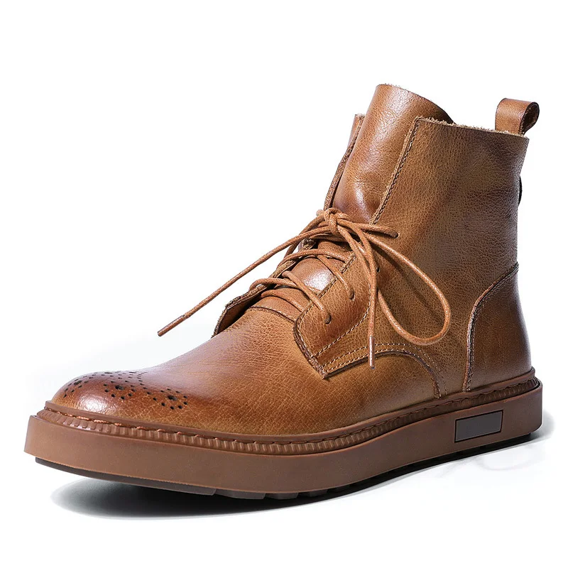 Повседневные ботинки Мужская зимняя обувь Ботинки из натуральной кожи на