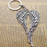 fashion 30mm metal keychain keychain jewelry silver plated angel wings 67x42mm pendant