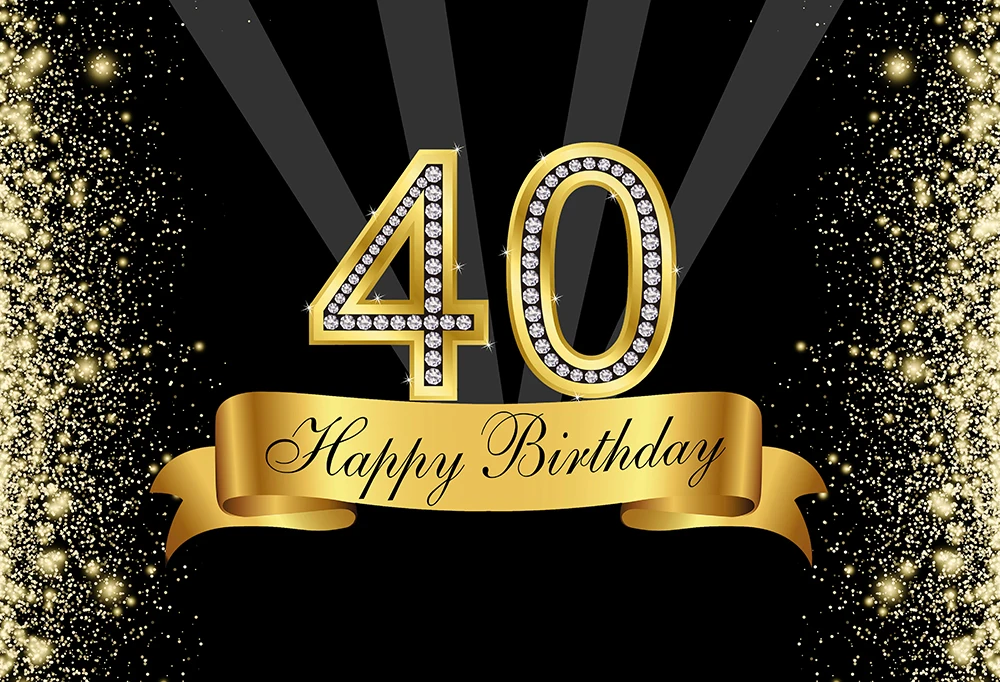 

40 дней рождения Вечеринка фон золотой и черный баннер фото фон