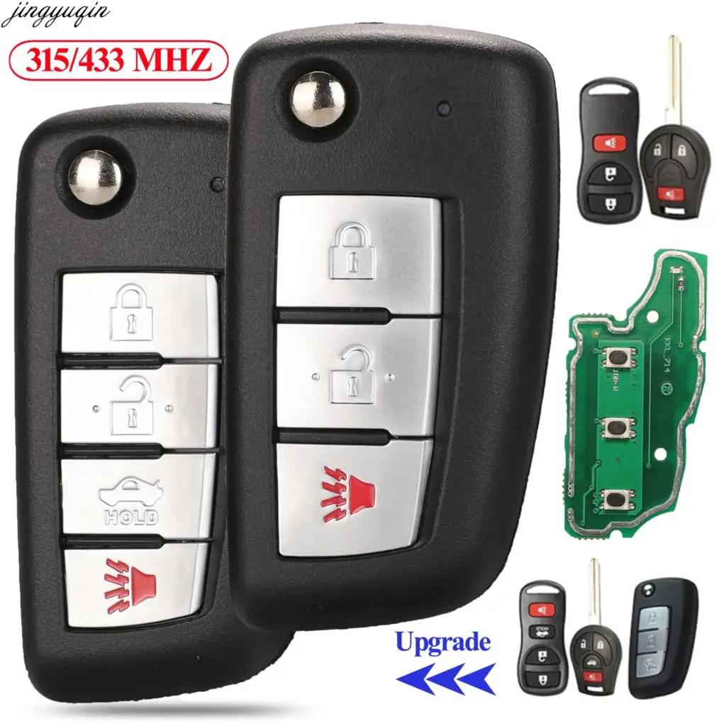 

Jingyuqin Remote Flip Modified Car Key 315/433MHZ ID46 For Nissan March X-trail Qashqai Altima Maxima Genesis Sentra Versa Tiida