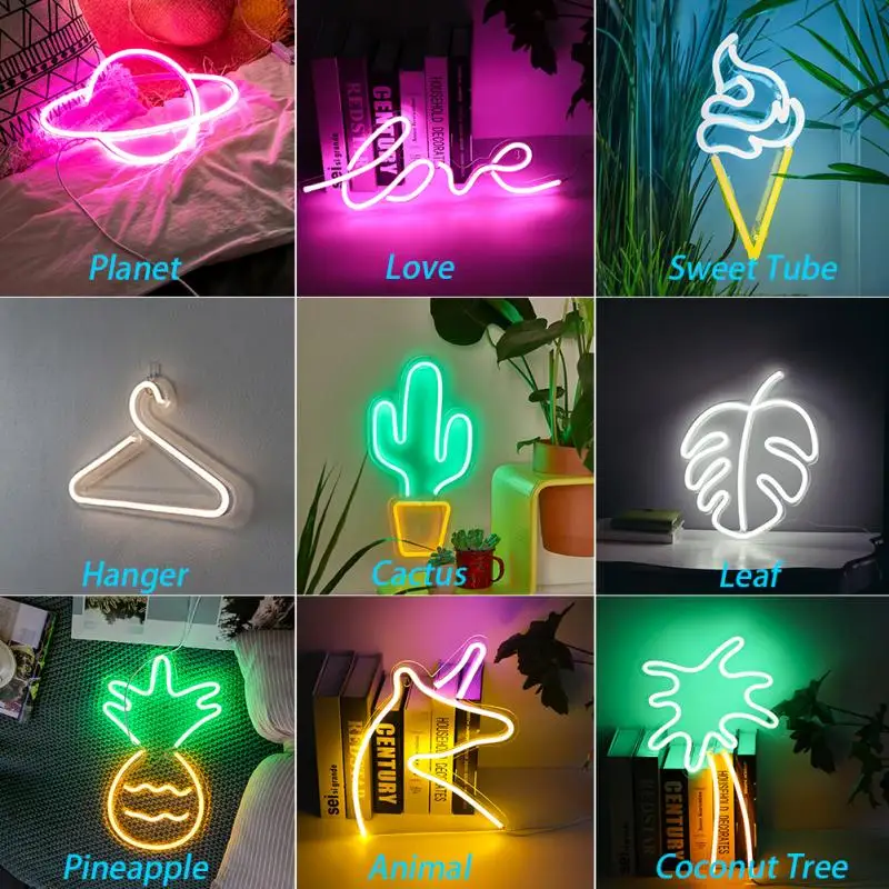 Неоновые вывески в виде кактуса светодиодный неоновый светильник банана