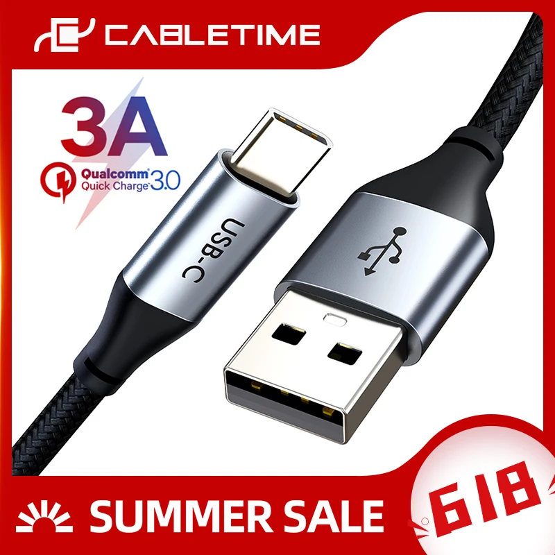 USB кабель CABLETIME Type C с поддержкой быстрой зарядки 5 Гбит/с 3 А|Кабели для мобильных