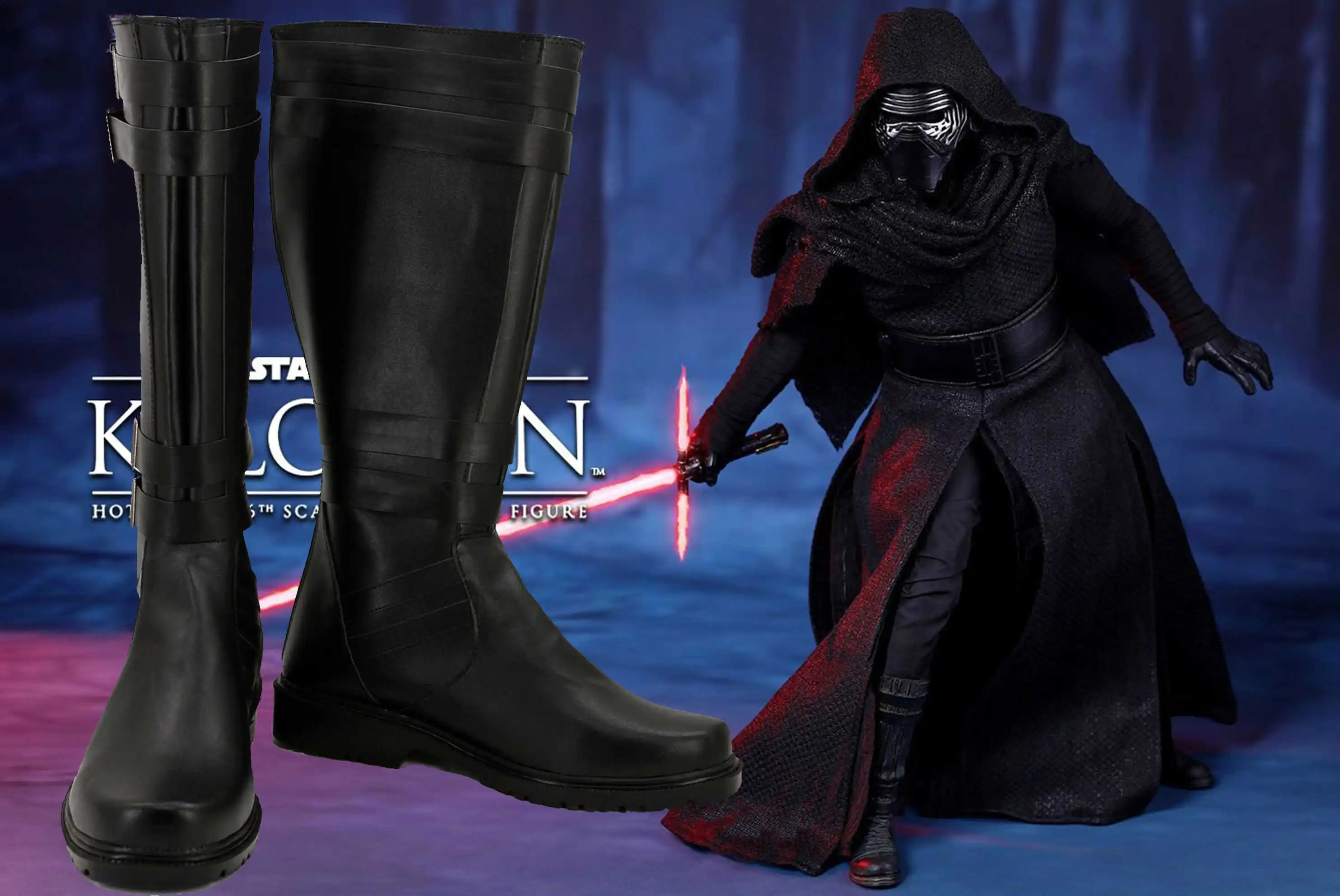 

Star Awakens Wars Ben Solo Cosplay Shoes Kylo Ren Black Boots Adult Male Halloween Carnival Christmas Prop