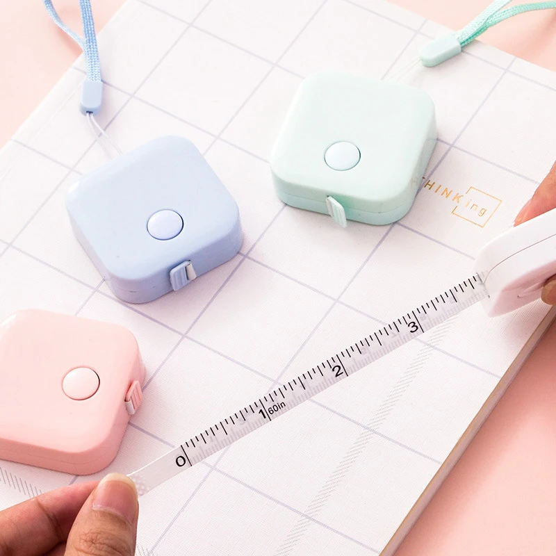 

1pc Candy Color Portable 60inch 150CM Retractable Tape Measure Soft Rulers School Stationery Measuring Drawing Tool