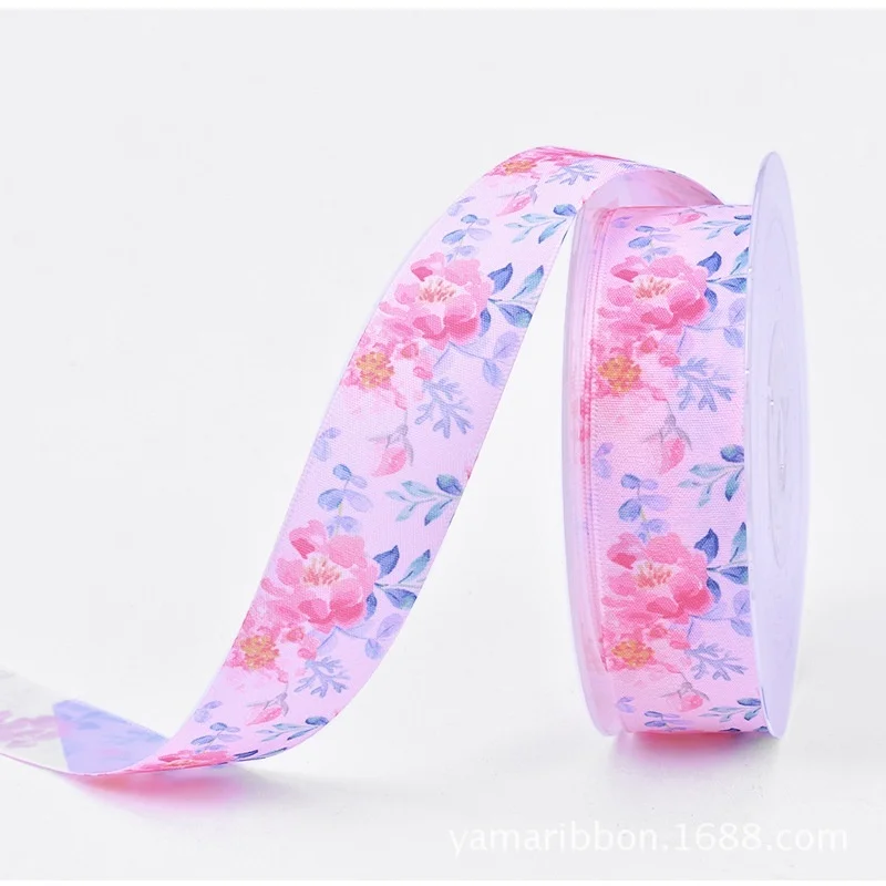 Лента для волос 25 мм 5 ярдов одежда с цветами полиэстер | Дом и сад