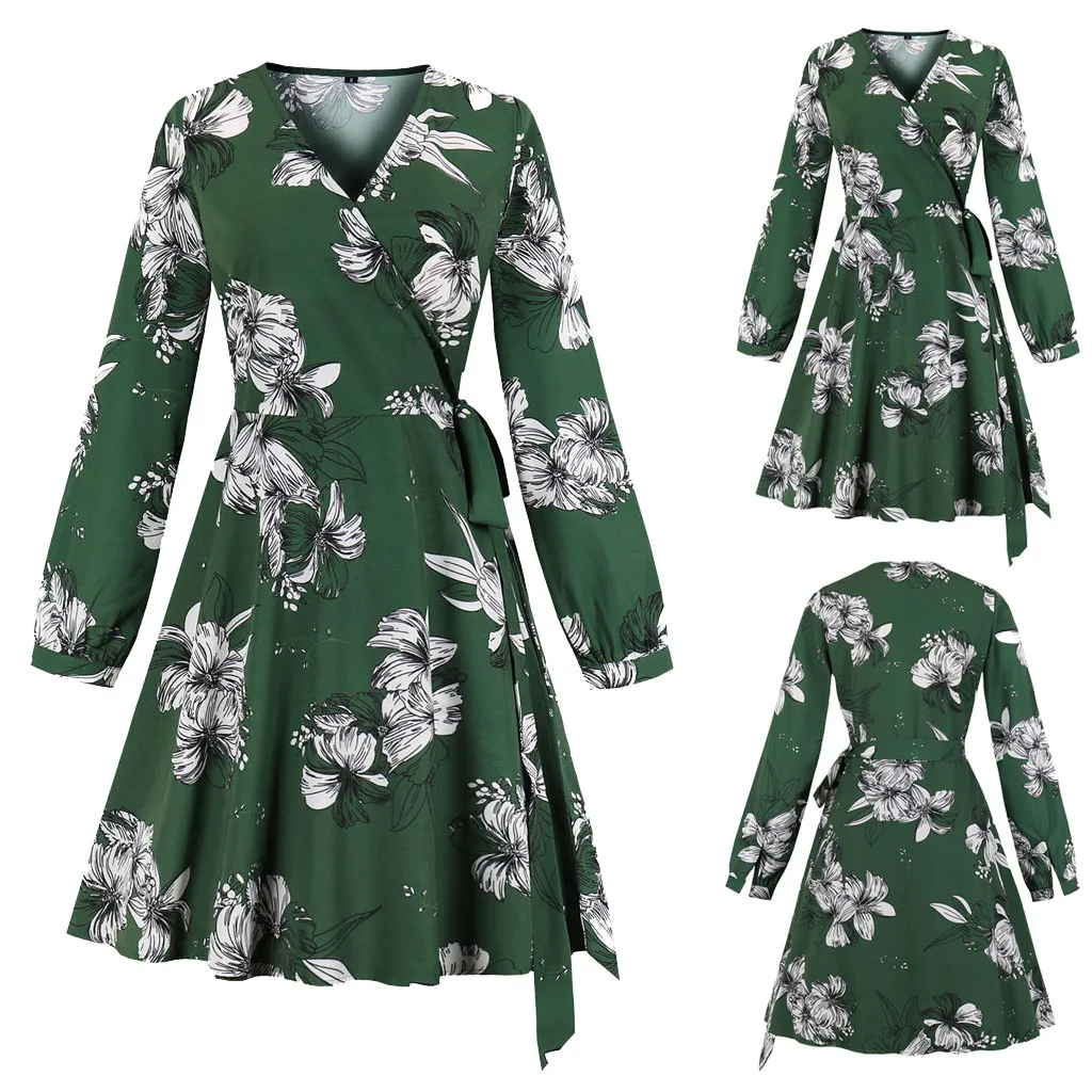 Женское Платье До Колена SAGACE повседневное элегантное платье с длинными рукавами