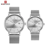 naviforce lover watches fashion high quality stainless steel strap waterproof calendar sport couple wristwatch relogio masculino