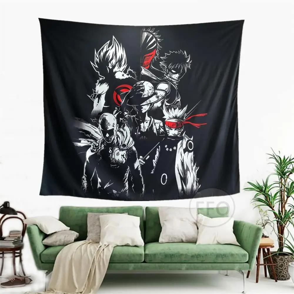 

Гобелен из аниме, Японский комикс, плакат, гобелены, настенное украшение, черный стиль, стиль «хиппи», фотоэстетический Декор для дома