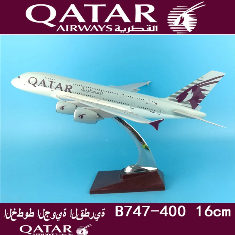 1:200 масштаб Airbus A380 модель самолета Катара 37 см самолет сплав с базой