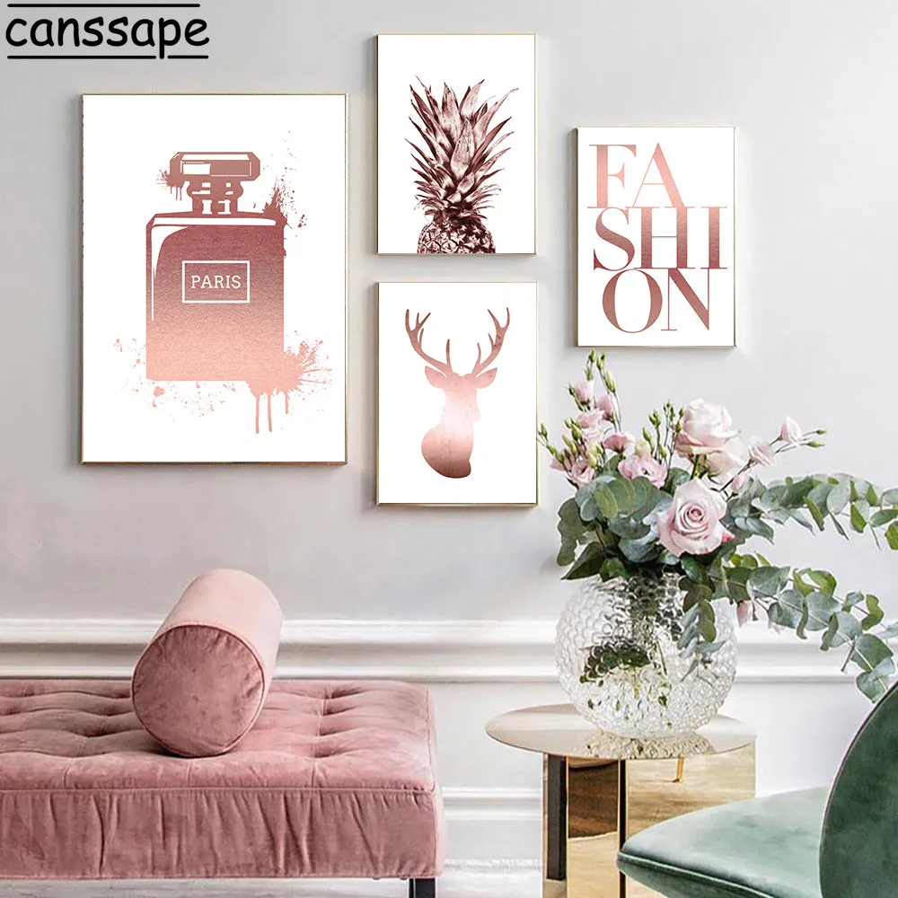 Флакон духов постер абстрактная фотография роза золото искусство модные цитаты