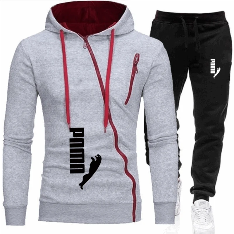 

pumba men's suit zipper hoodie + pants suit men's sportswear men's casual fashion slim sportswear men's sports shirt clothing