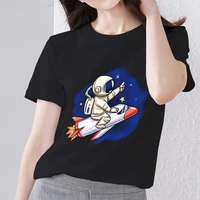 casual t shirt womens trendy cartoon cute astronaut space dream printing series o neck ladies xxs%ef%bc%8dxxl slim fashion commuter top