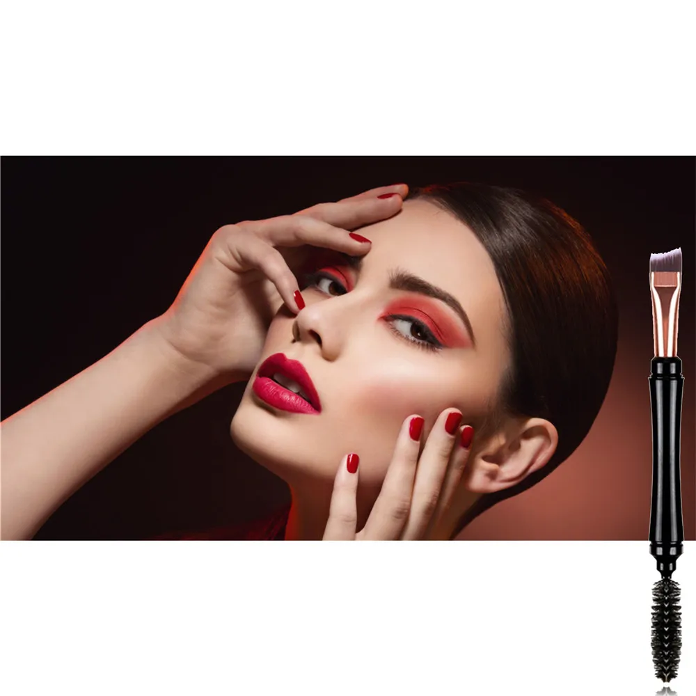 Профессиональный 1 шт. двойной головкой макияж кисть для бровей гребень тени глаз