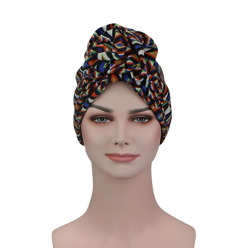 Мусульманский женский большой цветочный принт тюрбан из хлопка шляпа Головной
