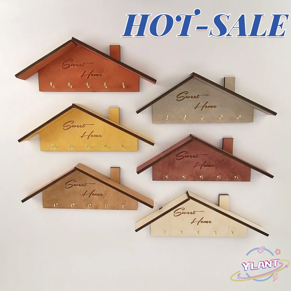 

SWT Wall-mounted housekeeper, key hooks, creative decoration, Wood