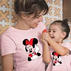 Парная одежда, милое платье для мамы и дочки, футболка с принтом Минни Маус, цветная летняя детская футболка с коротким рукавом, семейный образ