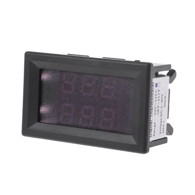 

Dual Display DC 5V-80V Thermometer w 2 NTC Waterproof Temperature Sensor 12V 24V 72V Car Motorcycle