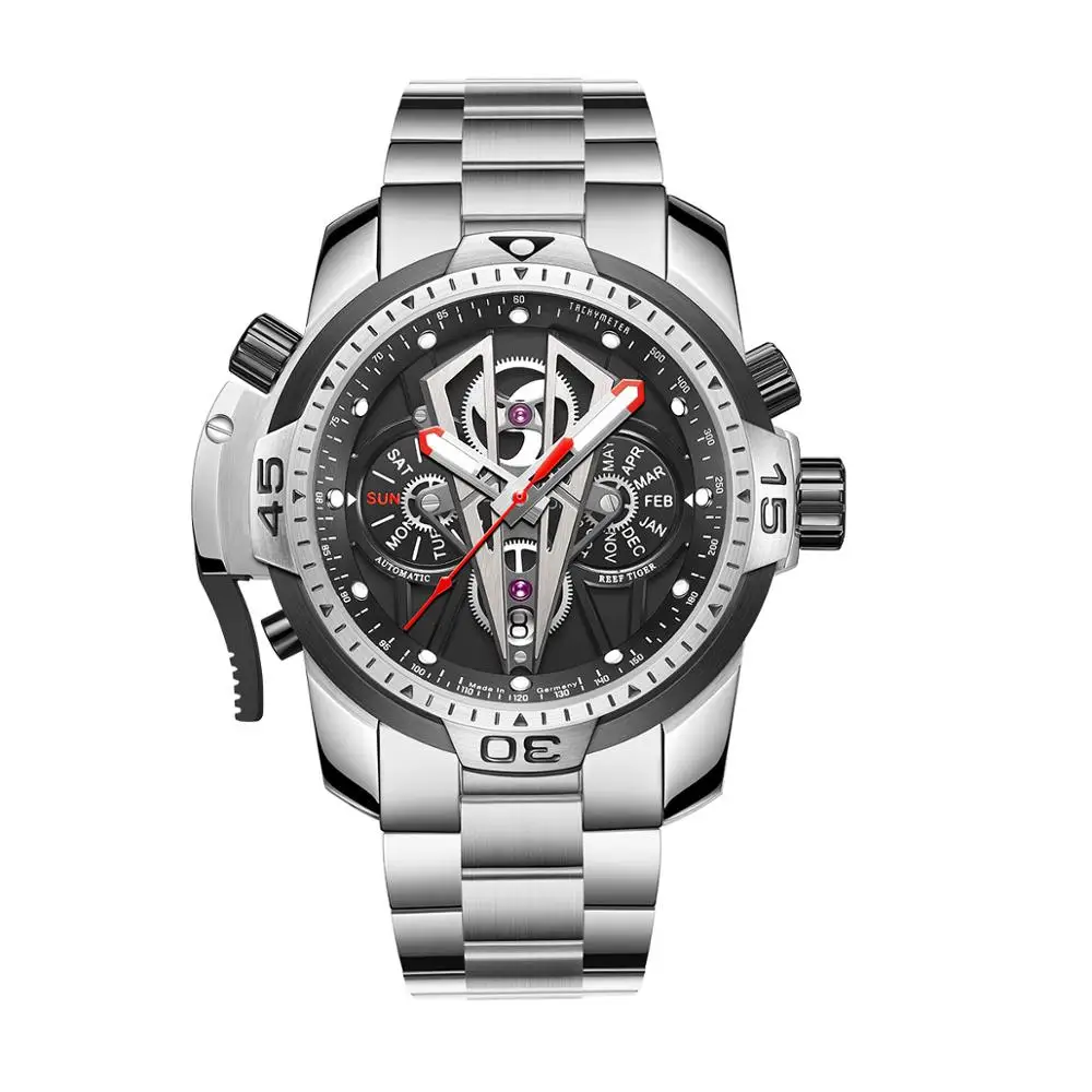 Мужские часы Reef TigerRT Unique Transformers Dial, водонепроницаемые, 100 м, механические, из нержавеющей стали 316L, автоматические. (art.: 3920daf068acb) - 3920daf068acb