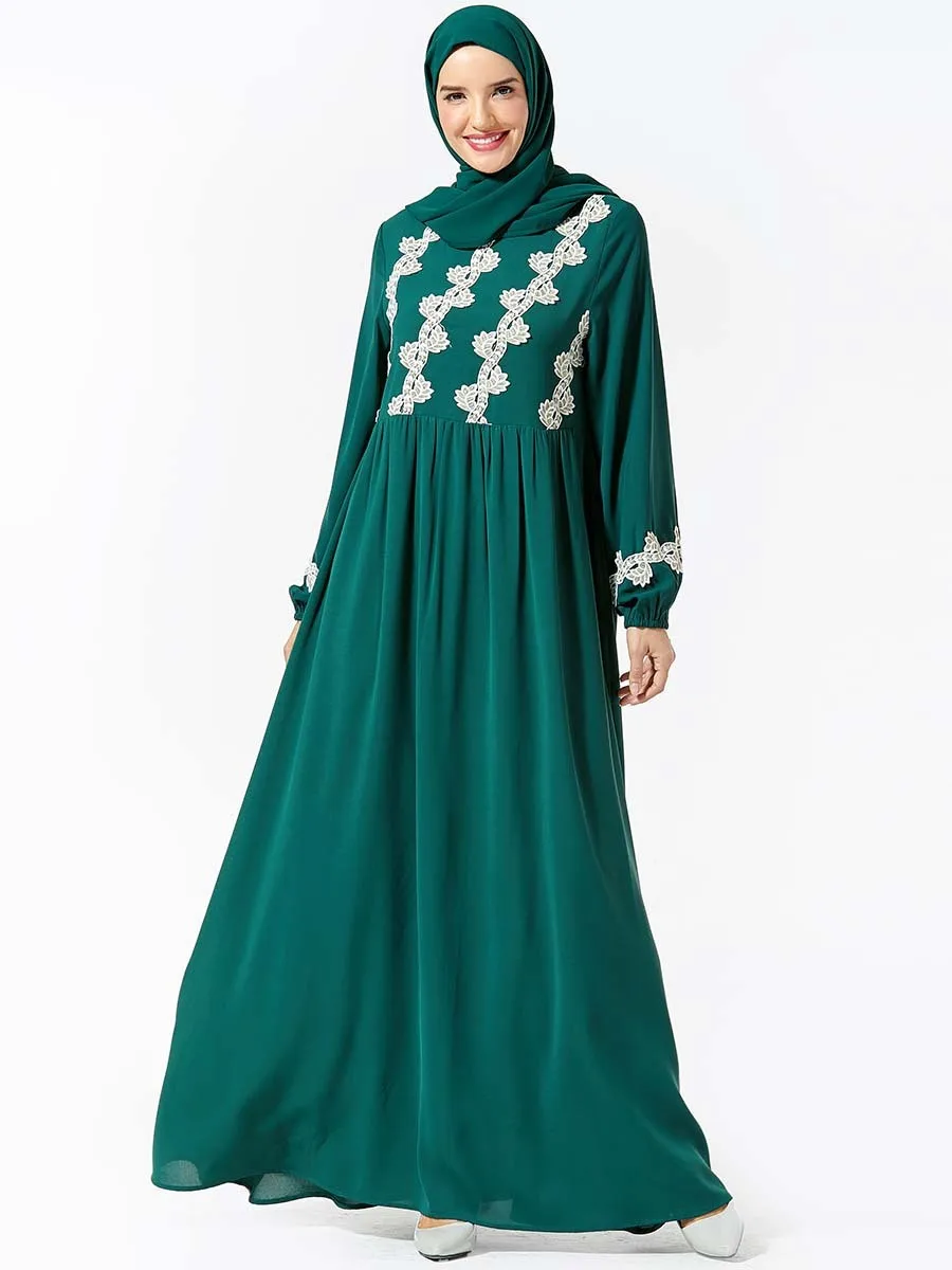 Arab Women's Wear Plant Embroidery Big Pendulum Long Abaya Dresses Ramadan Ed Clothing (Excluding Headscarf) Kaftan Muslim Dress |