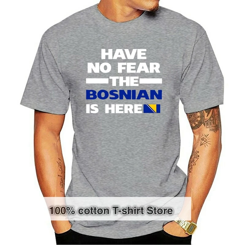 

Bosnian Here Bosnia Herzegovina Funny Flag T-shirt 100% Cotton For Man Shirts