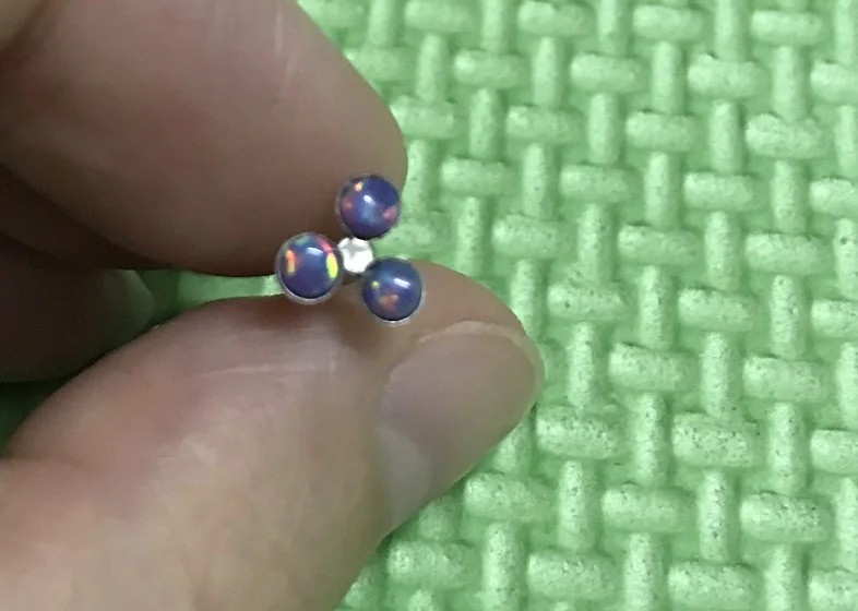 Op38 purple opal Новейший 316L хирургическая сталь 18 г 1,0 миллиметровый опал жемчужные Tragus Daith Conch серьги, Надеваемые На Ушной Хрящ Пирсинг ювелирные изделия для тела - Окраска металла: Op38 purple opal
