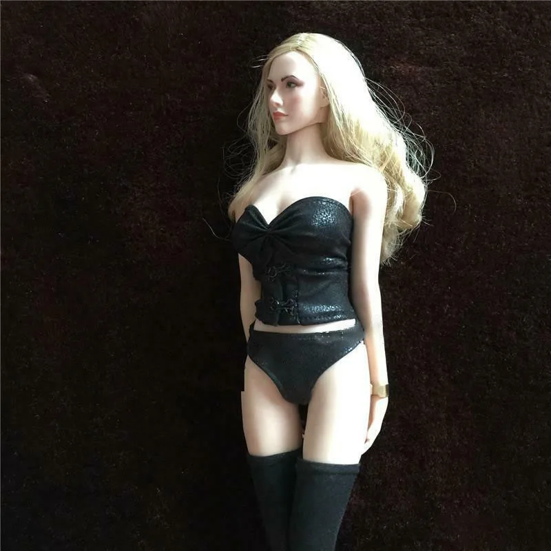 

1/6 Female Corset Briefs Set Black Underwear Clothes for 12" Action Figure Body