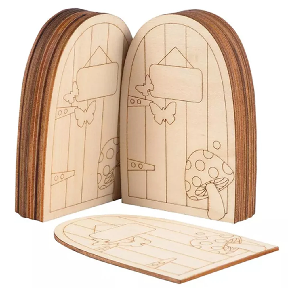 

Mini Cut Wooden Fairy Elf Doors Unpainted 10cm Tall DIY Wooden Fairy Elf Door Craft Garden Decor Dollhouse Accessories Gift