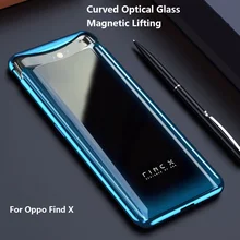 Transparent Magnetic Lifting PC Case For Oppo Find X Phone Cover Double Rail New Luxury Soft Edge Shockproof Protective Fundas