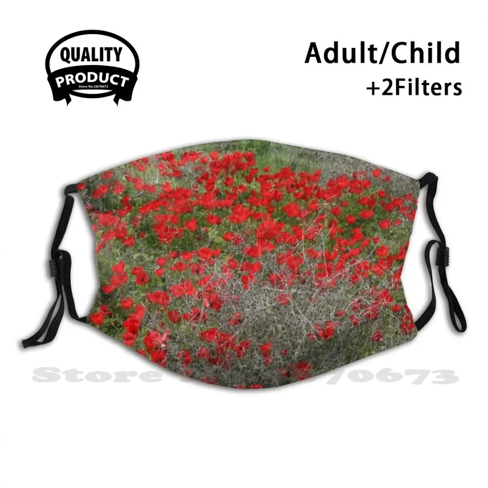 

Красивая красная дикая маска для лица Anemone с цветами в Весеннем Поле против пыли моющаяся многоразовая маска с фильтром Anemone Ria Anemone Red