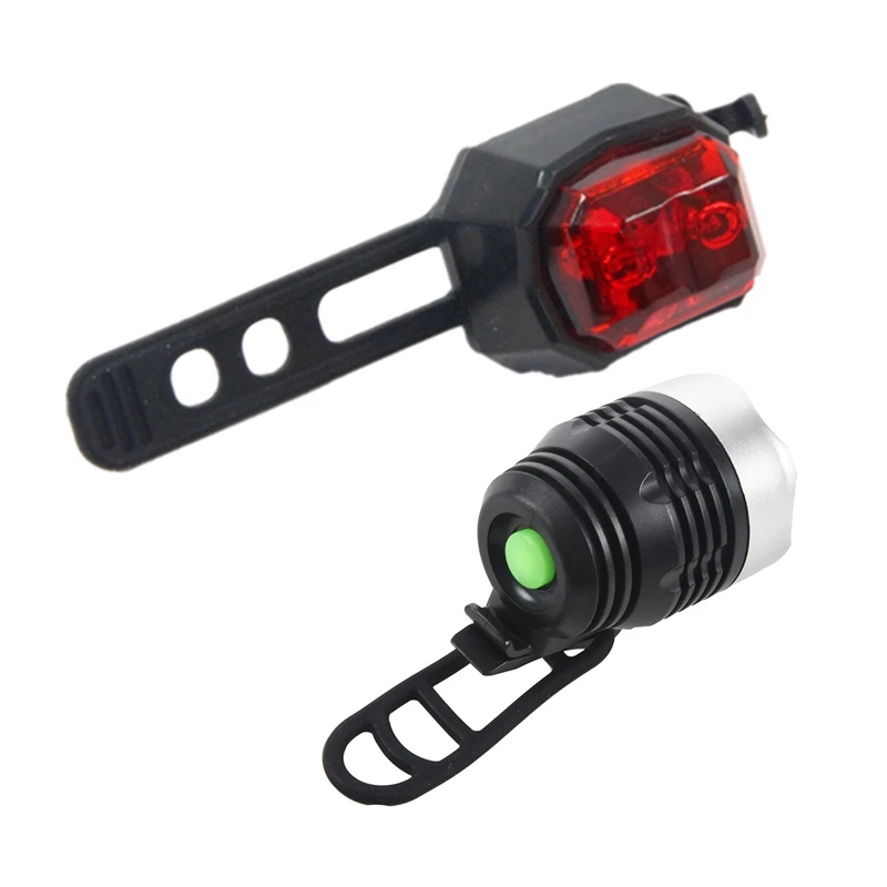 

1 Pcs Cycling Led 3 Modes Front Light Head Light Lamp Headlight & 1 Pcs Bicycle Rear Light Usb Charge