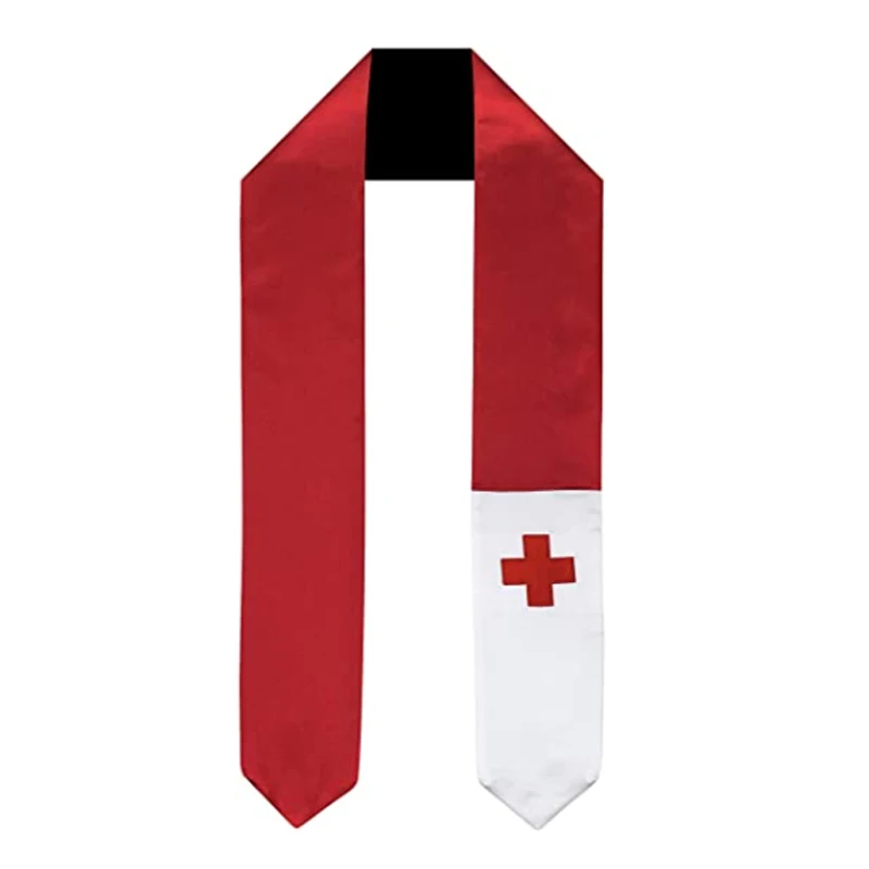 

Tonga National Flag Graduation Sash 180*14cm Customized Bachelor Gown Accessory Graduation Stole Ribbon