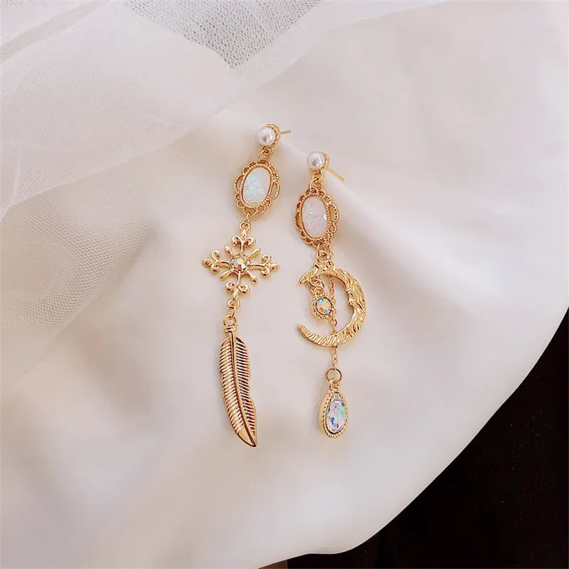 Винтажные Роскошные Цветные серьги подвески с кристаллами и опалом для женщин