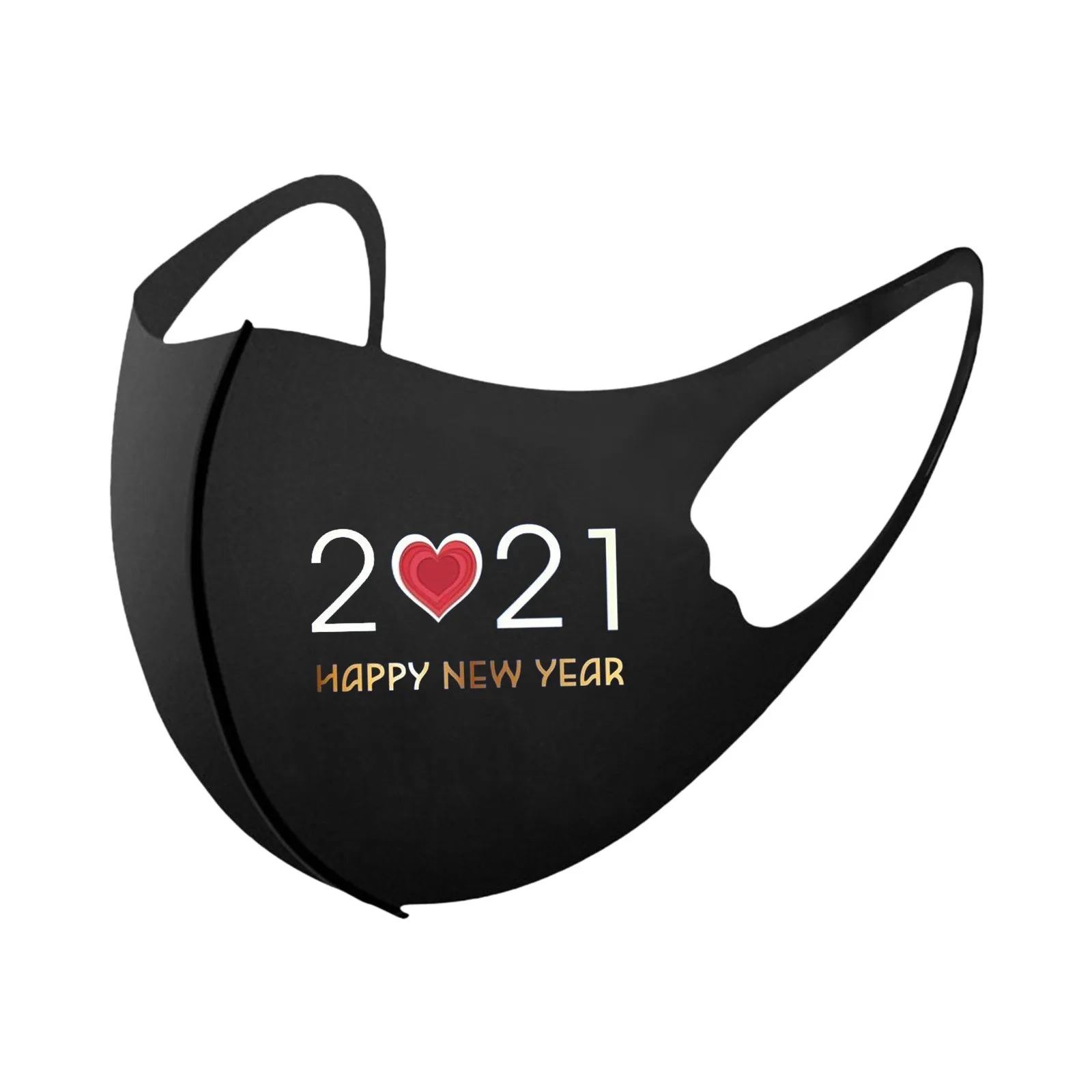 

5pcs Children 2021 Funny Print Face Masks Kids Girls Happy New Year Ice Silk Mask Protective Dust Haze Outdoor Mascarilla Masque