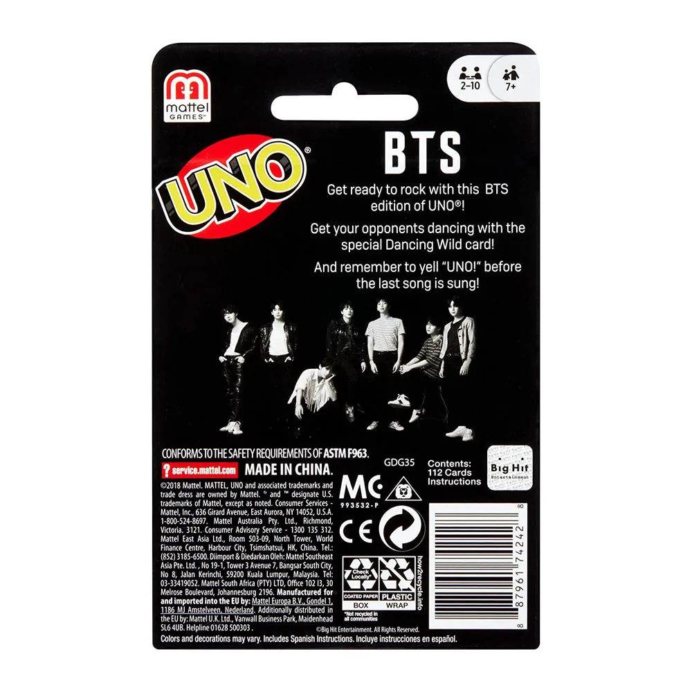 Mattel UNO BTS карточные игры семейные веселые настольные покерные детские игрушки