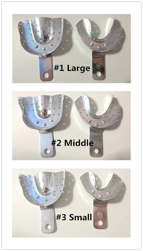 3 пары стоматологических металлических оттискных лотков с комплектом