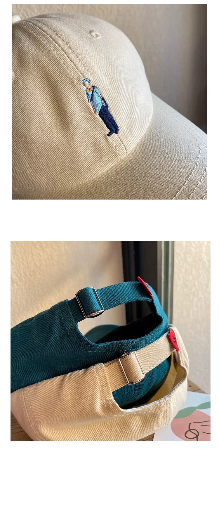 

Blue peaked hat female spring and summer wild ins tide soft top cartoon embroidery sunshade baseball cap