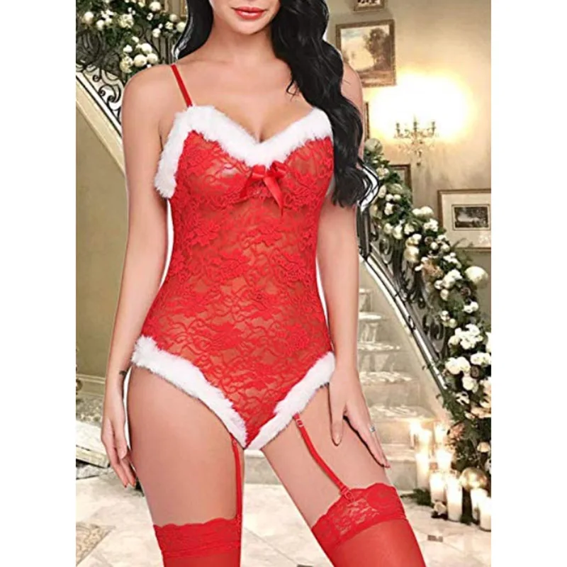 Боди рождественское женское Сексуальное цветочное кружево перспективная
