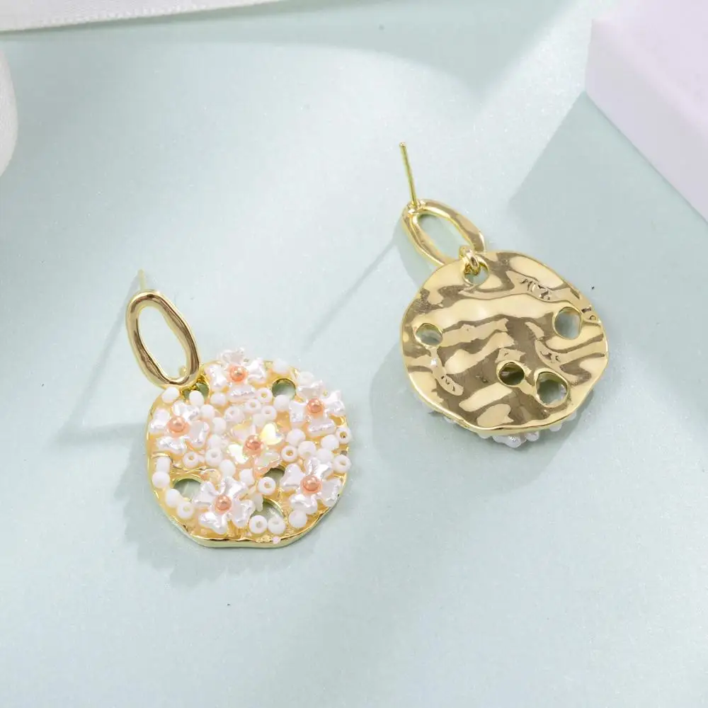 Женские серьги-подвески золотого цвета круглая серьга-подвеска из натурального