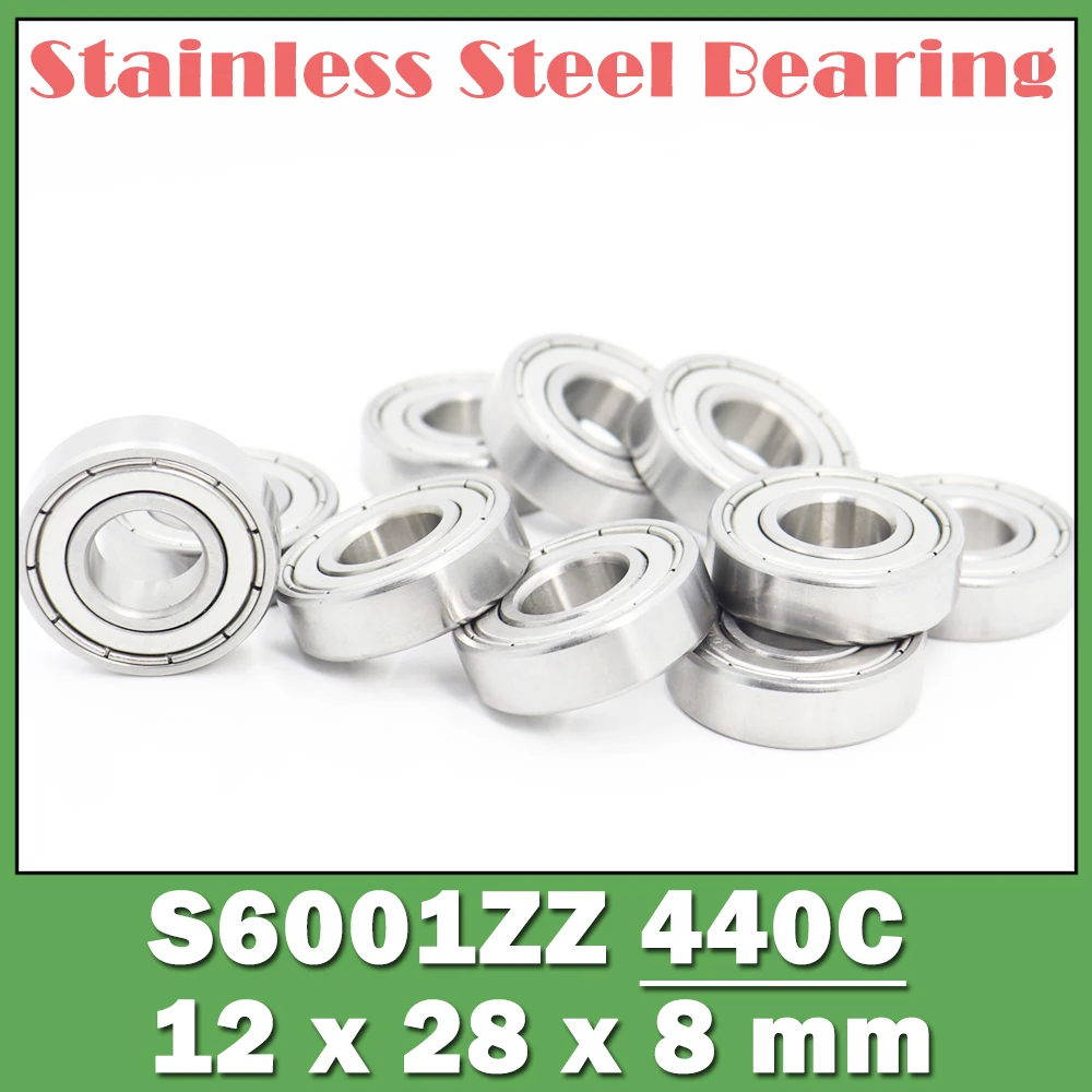 

S6001ZZ Bearing 12*28*8 mm ( 10 PCS ) S6001 Z ZZ S 6001 440C Stainless Steel S6001Z Ball Bearings
