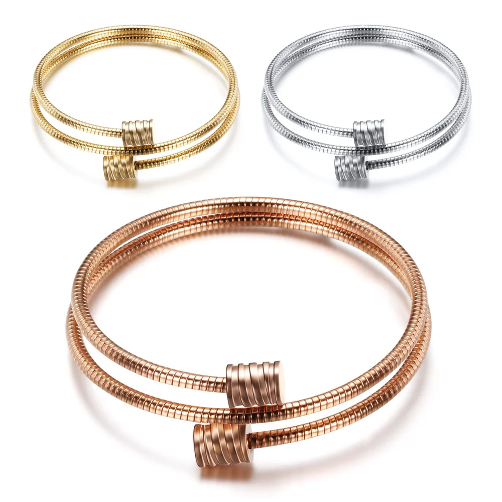 

Adjustable Rose Gold Gold 925 Silver Double-layer Cable Wire Bracelet for Women's Bride Bracelets Bangle Valentine's Day Jewelry