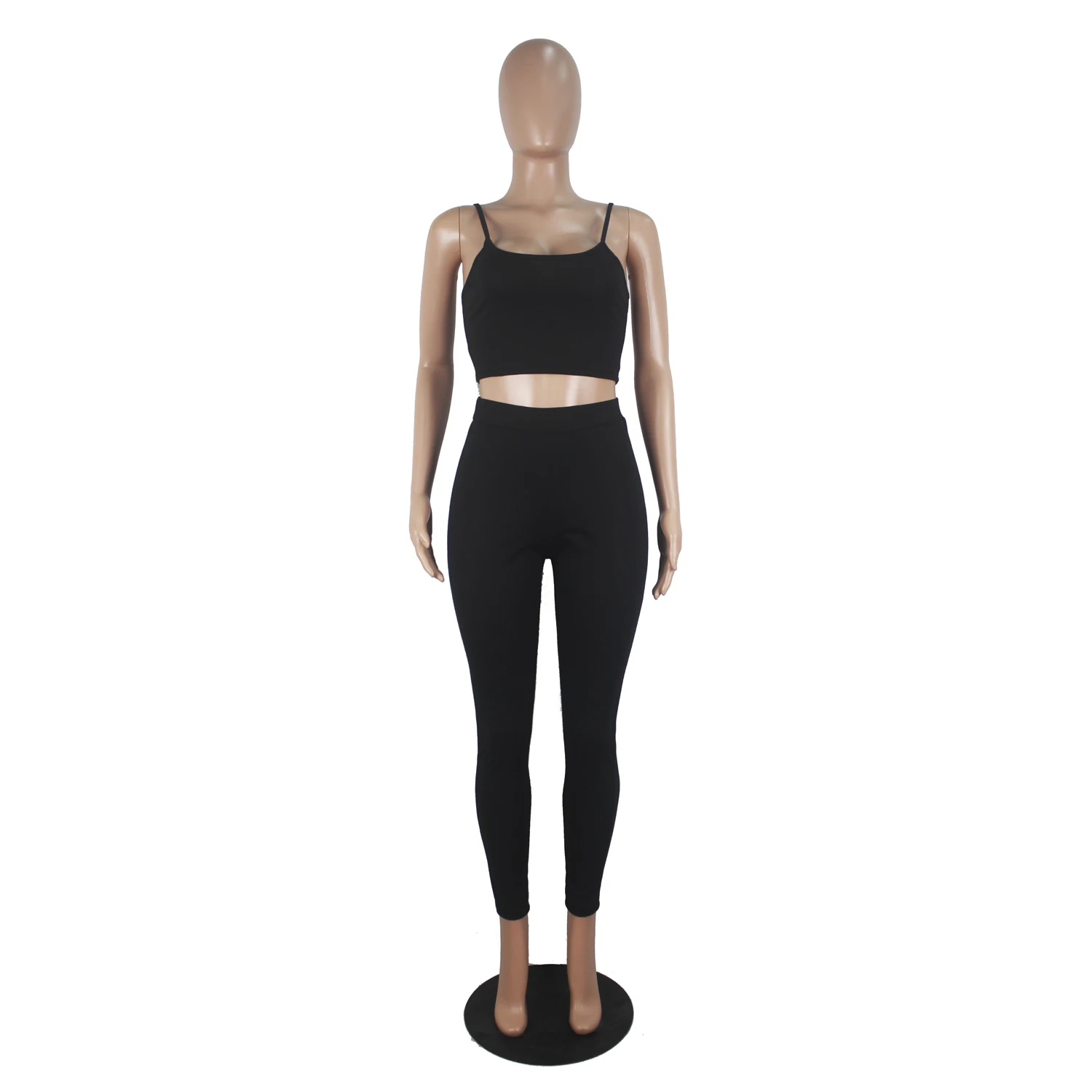 

Women's Tracksuit Tank Top High Waist Sets, Sling Sleeveless Bodycon Cami Top + Long Pants Sport Outfits