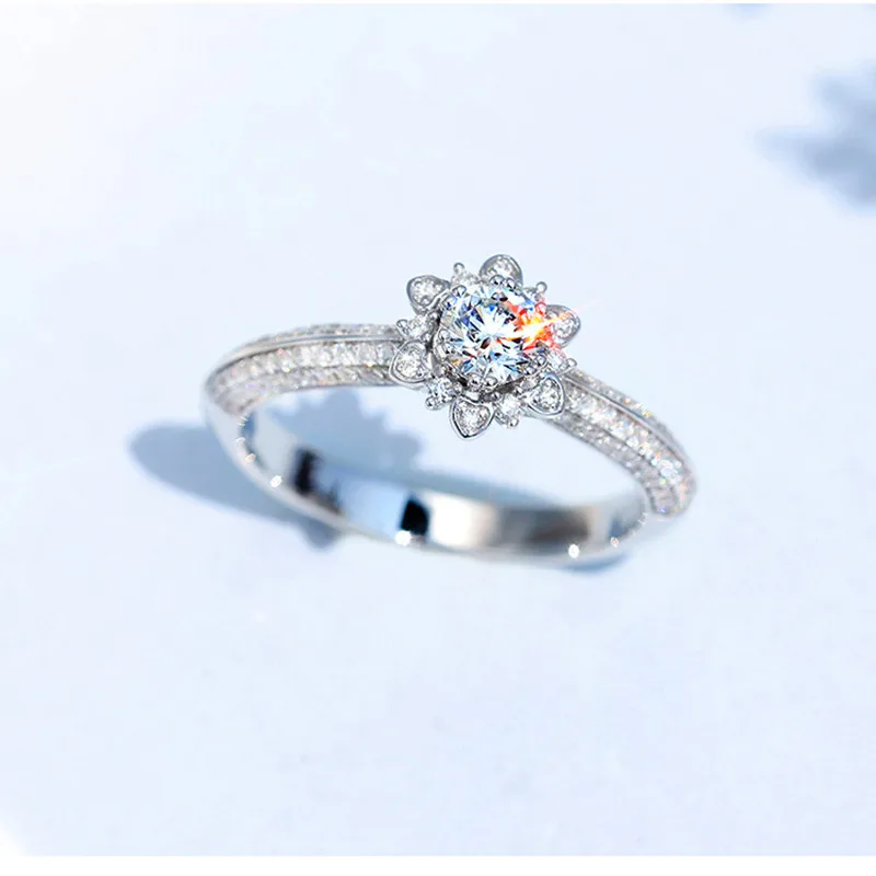 

Diamond flower S925 Sterling Silver Rings for Women Bohemia Wedding bands Rings for Couples Fashion Diamond Silver Jewelry