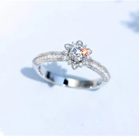 diamond flower s925 sterling silver rings for women bohemia wedding bands rings for couples fashion diamond silver jewelry