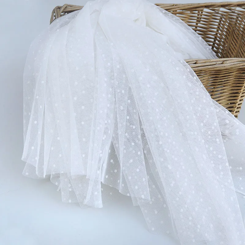 Тюль кружевной в горошек флокированная ткань для платья с москитной сеткой стиле
