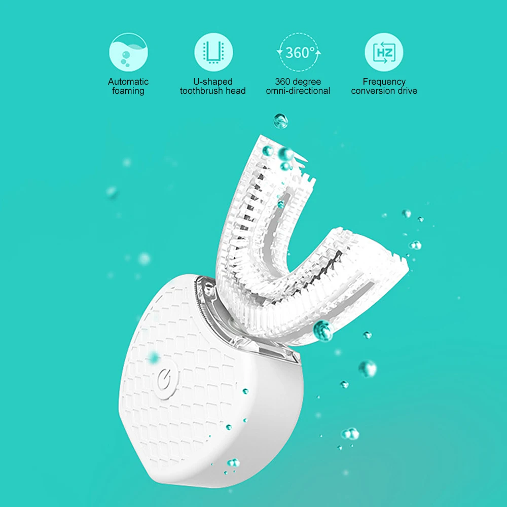 360 Degrees Intelligent Automatic Sonic Electric Toothbrush U Type 4 Modes Tooth Brush USB Charging Whitening Blue Light | Красота и